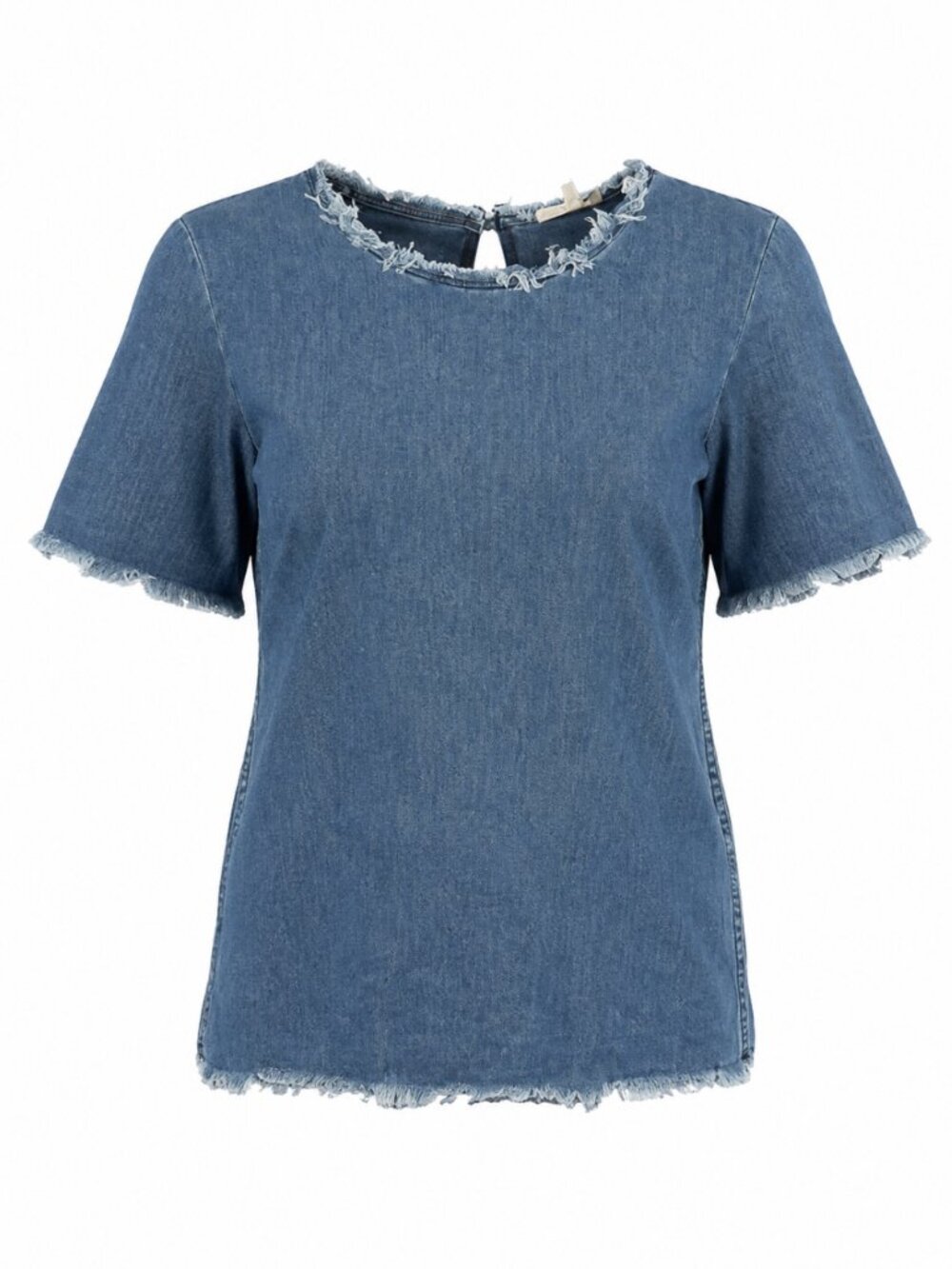 Aritzia Wilfred Free Denim Raw-Edge Short-Sleeve Top XS